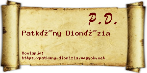 Patkány Dionízia névjegykártya